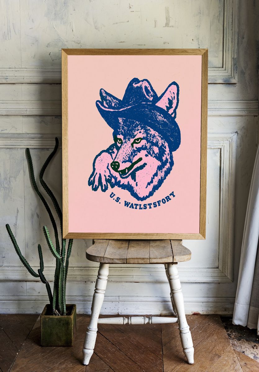 U.S. WATLSTSFORY Wolf Pop-Art Poster. — room view 1