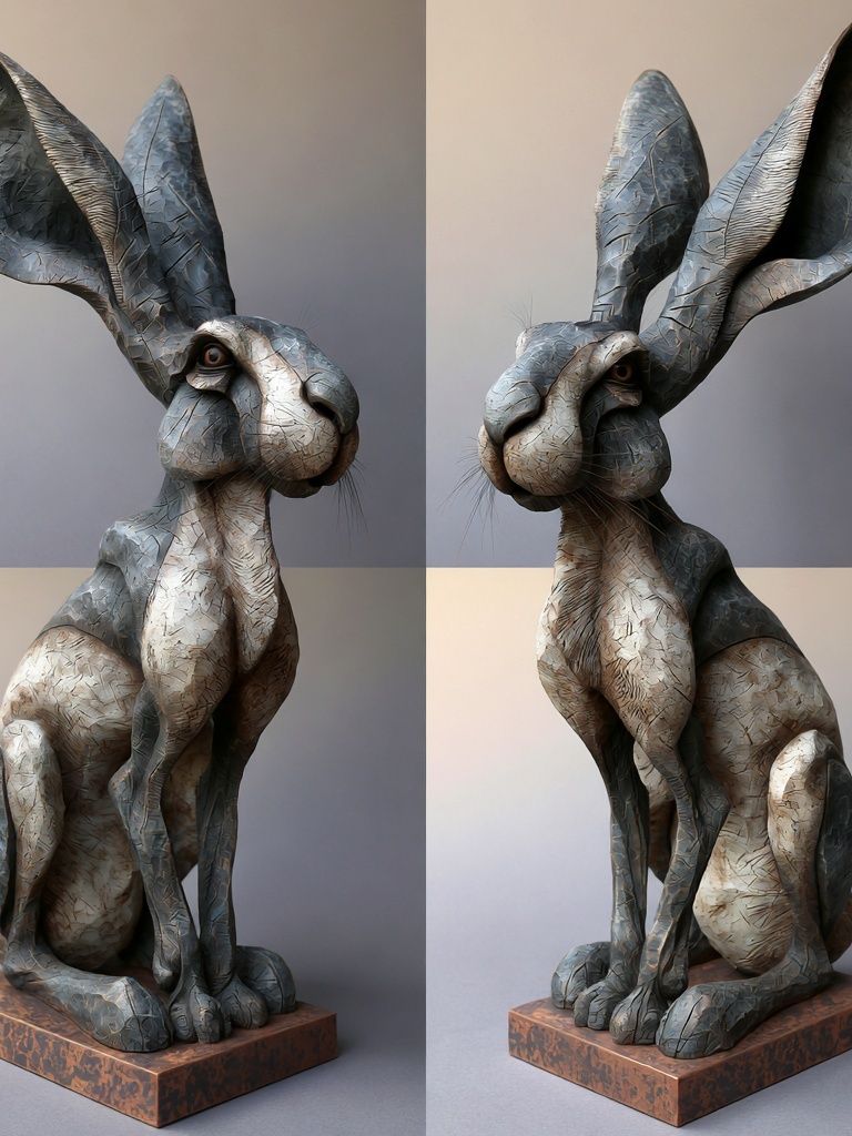 Sculptural Rabbit Portrait Print. poster detail