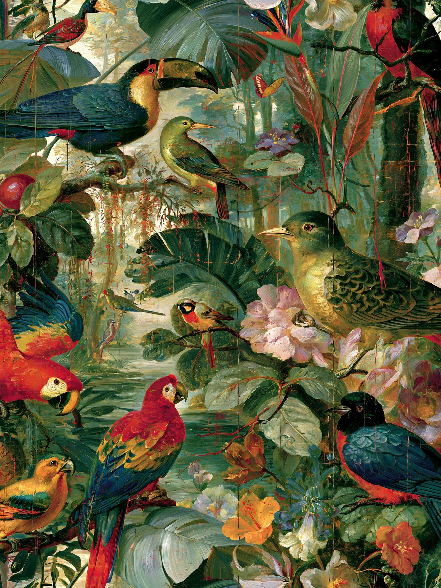 Tropical Birds Botanical Print. poster detail