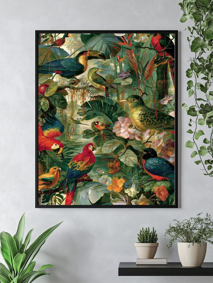 Tropical Birds Botanical Print. — room view 4