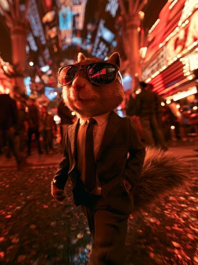 Sunglasses Squirrel Neon Street Poster.