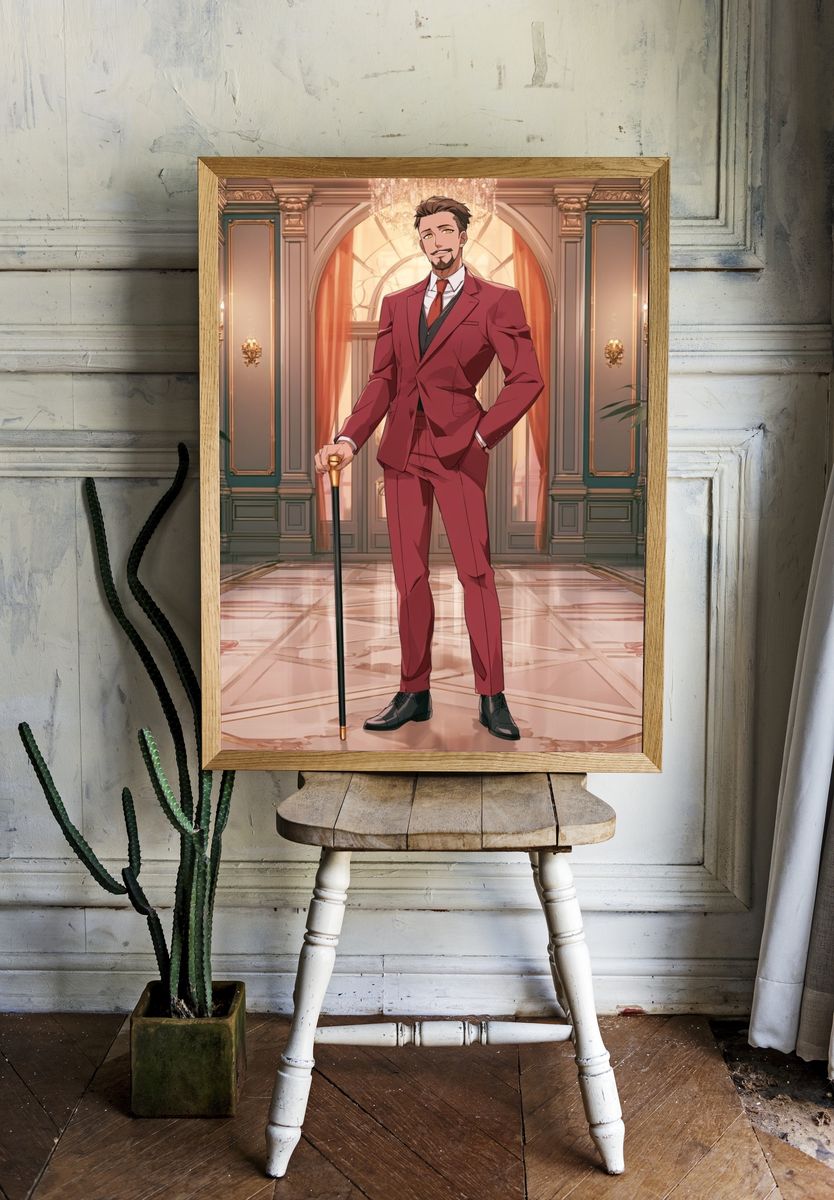 Elegant Anime Gentleman Illustration Poster. room preview