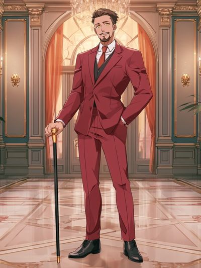 Elegant Anime Gentleman Illustration Poster.