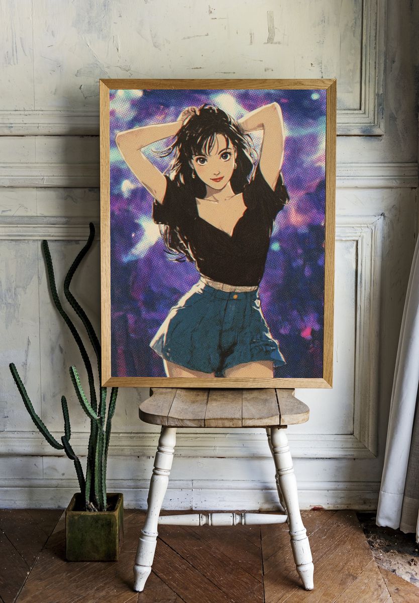 Anime Girl Neon Glow Poster. — room view 1