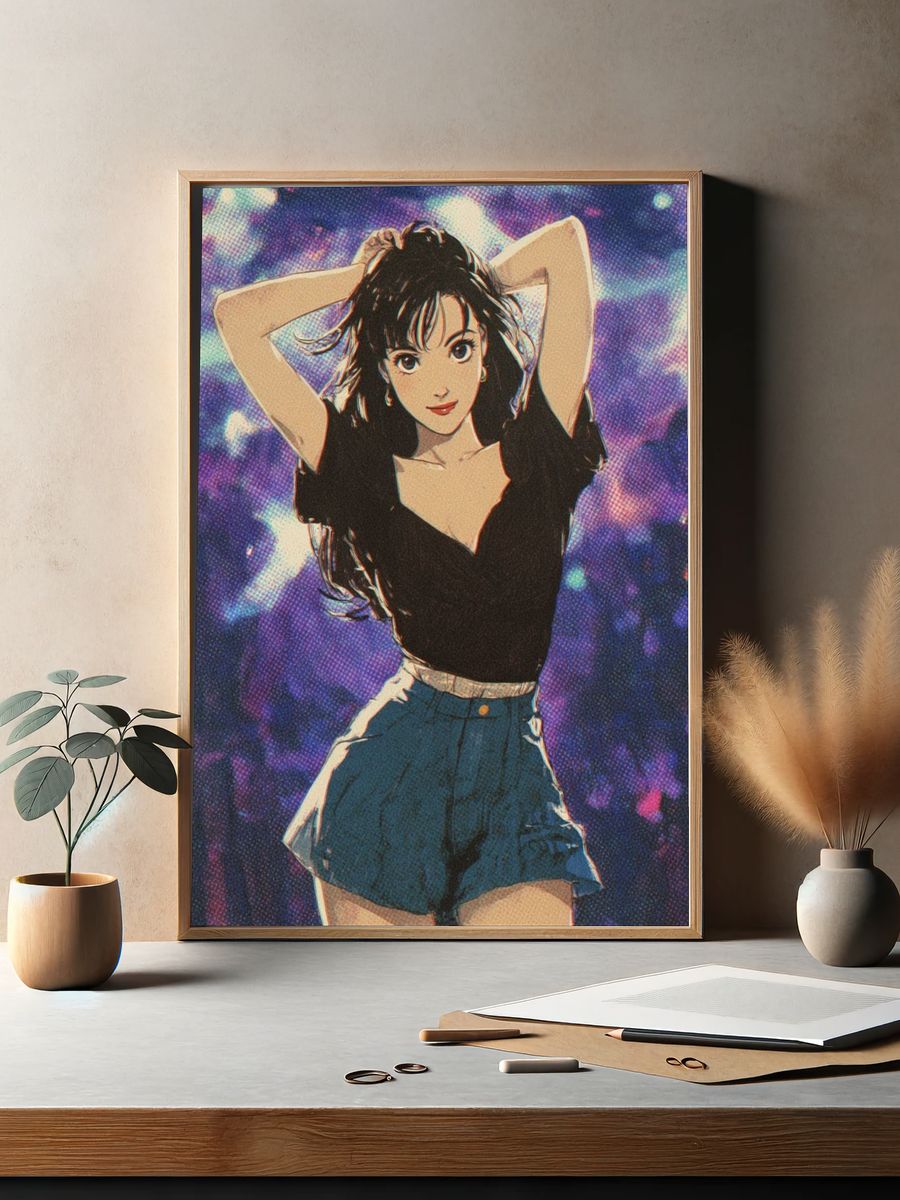 Anime Girl Neon Glow Poster. — room view 2
