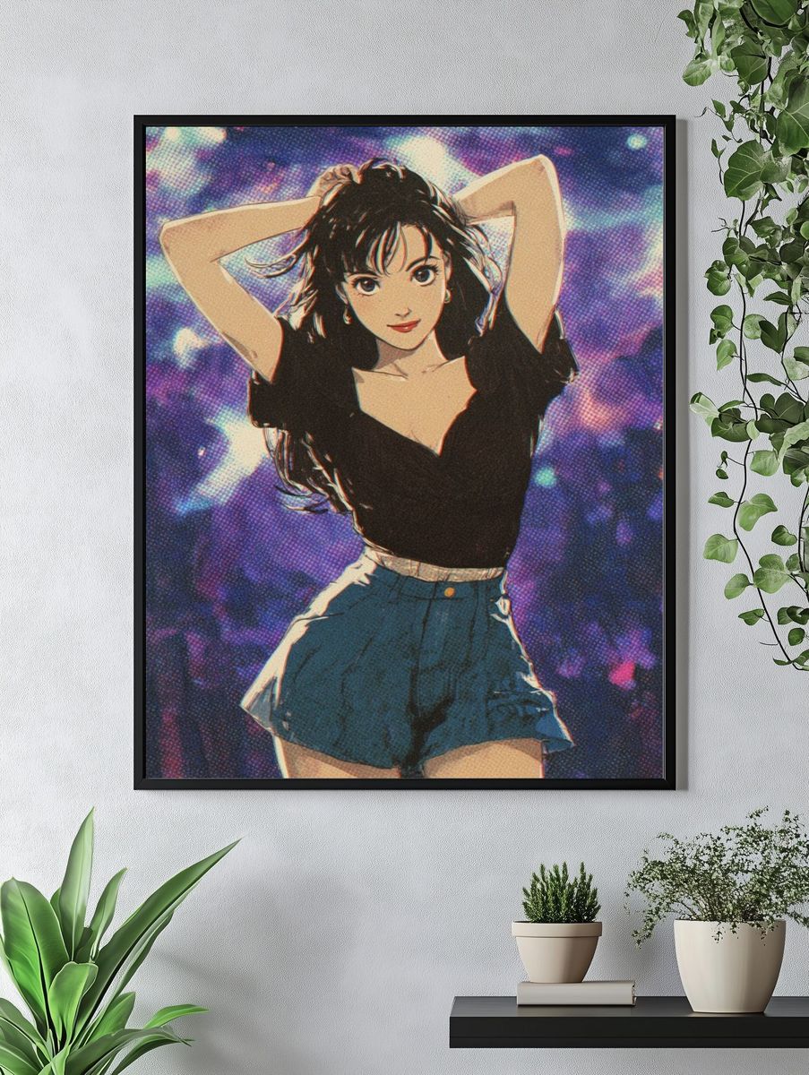 Anime Girl Neon Glow Poster. — room view 4