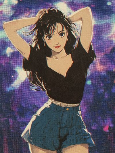 Anime Girl Neon Glow Poster.