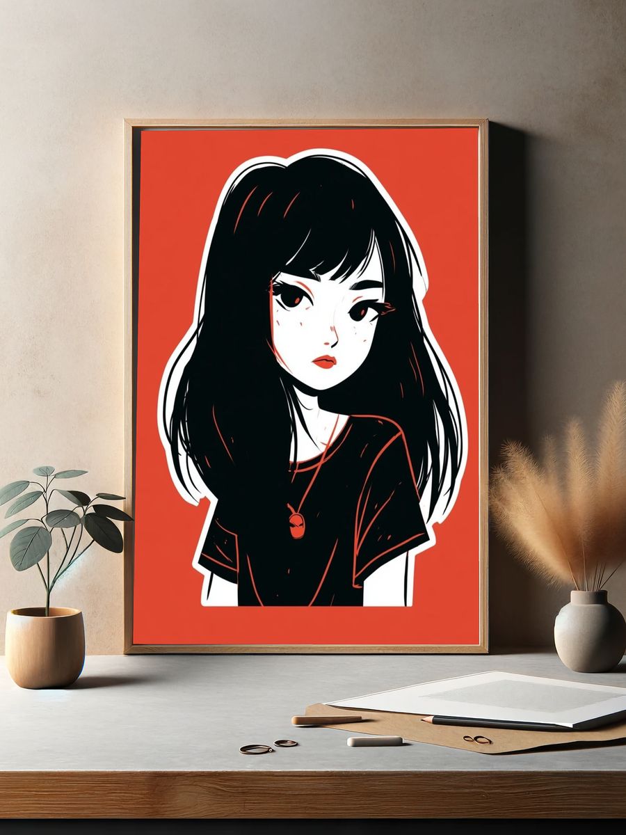 Anime Girl Portrait Print. — room view 2
