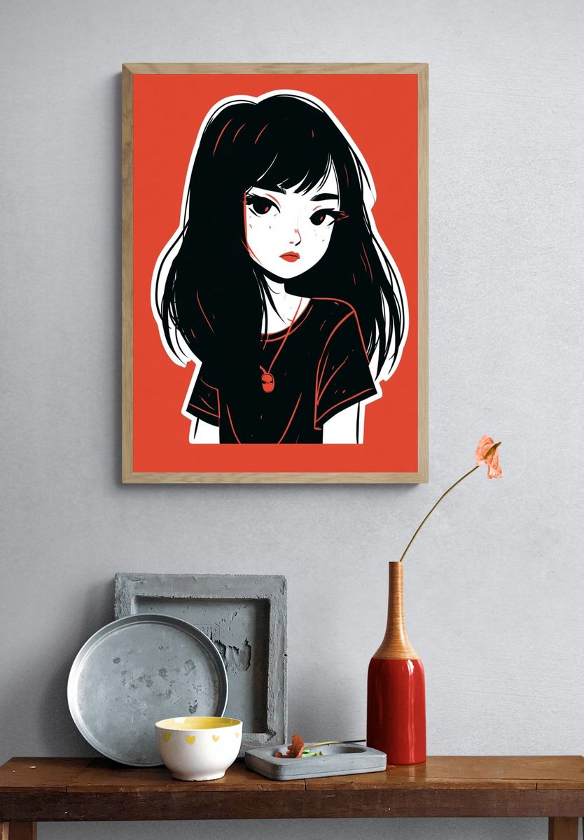 Anime Girl Portrait Print. — room view 3
