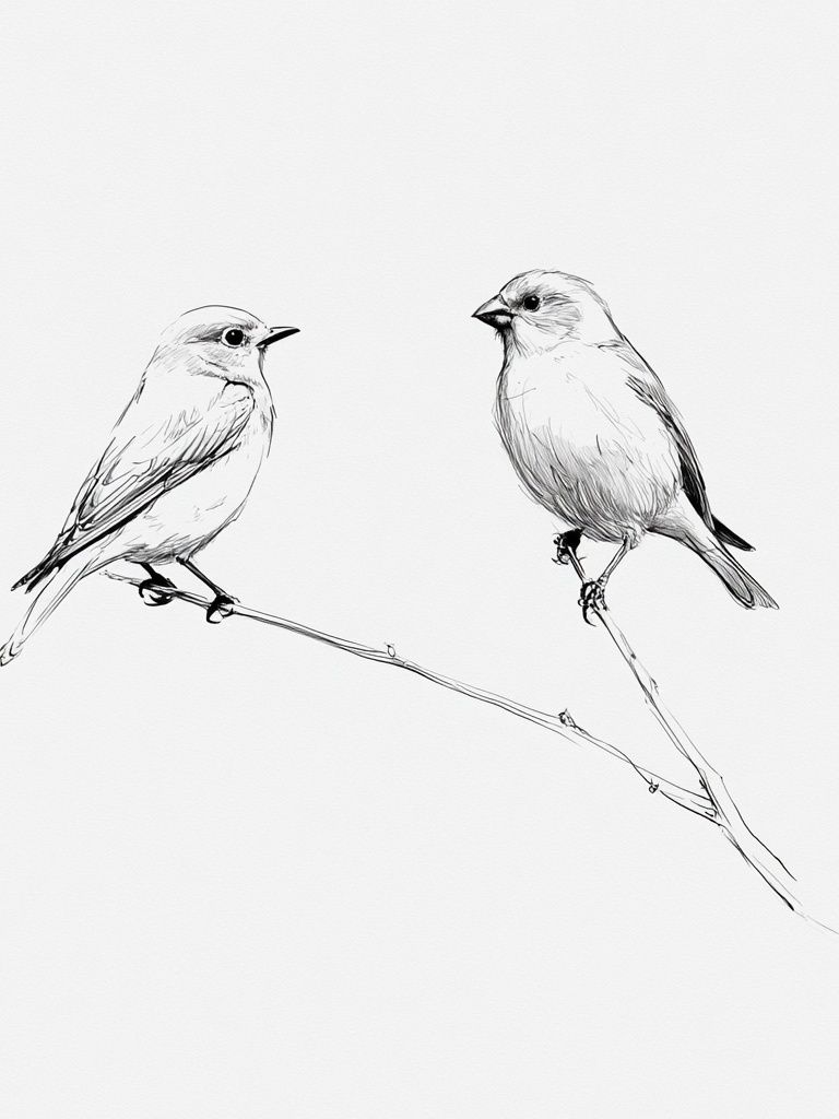 Two Birds Line Art Poster. poster — animals art