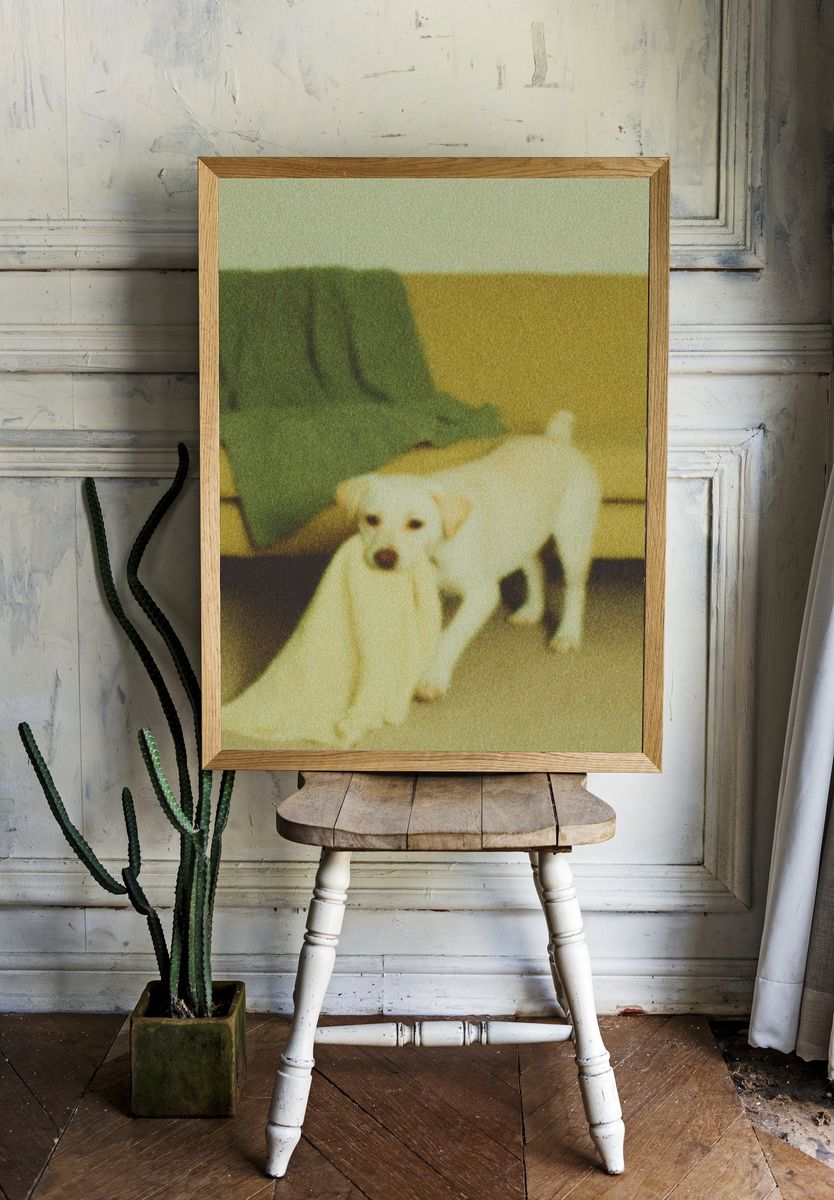 Labrador Puppy Vintage Poster. — room view 1