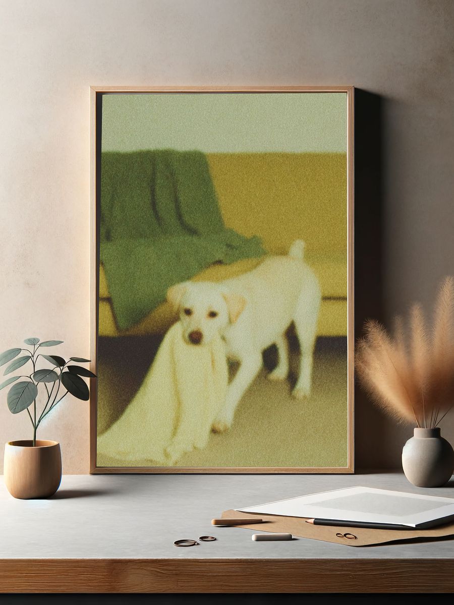 Labrador Puppy Vintage Poster. — room view 2