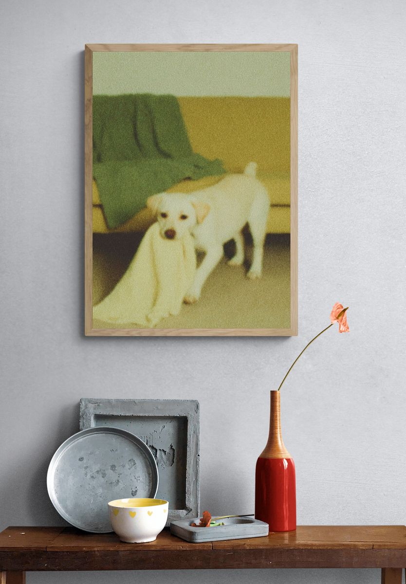 Labrador Puppy Vintage Poster. — room view 3