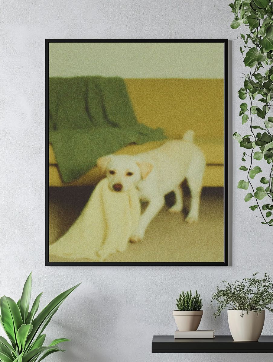 Labrador Puppy Vintage Poster. — room view 4