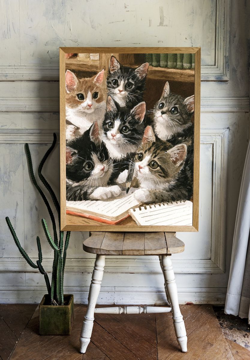 Kitten Study Watercolor Poster. room preview