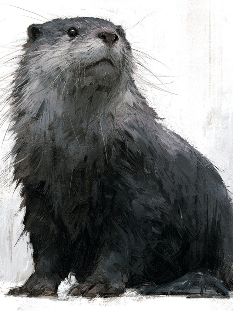 Otter Portrait Illustration Poster. poster detail