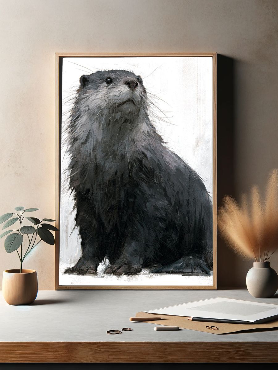 Otter Portrait Illustration Poster. — room view 2