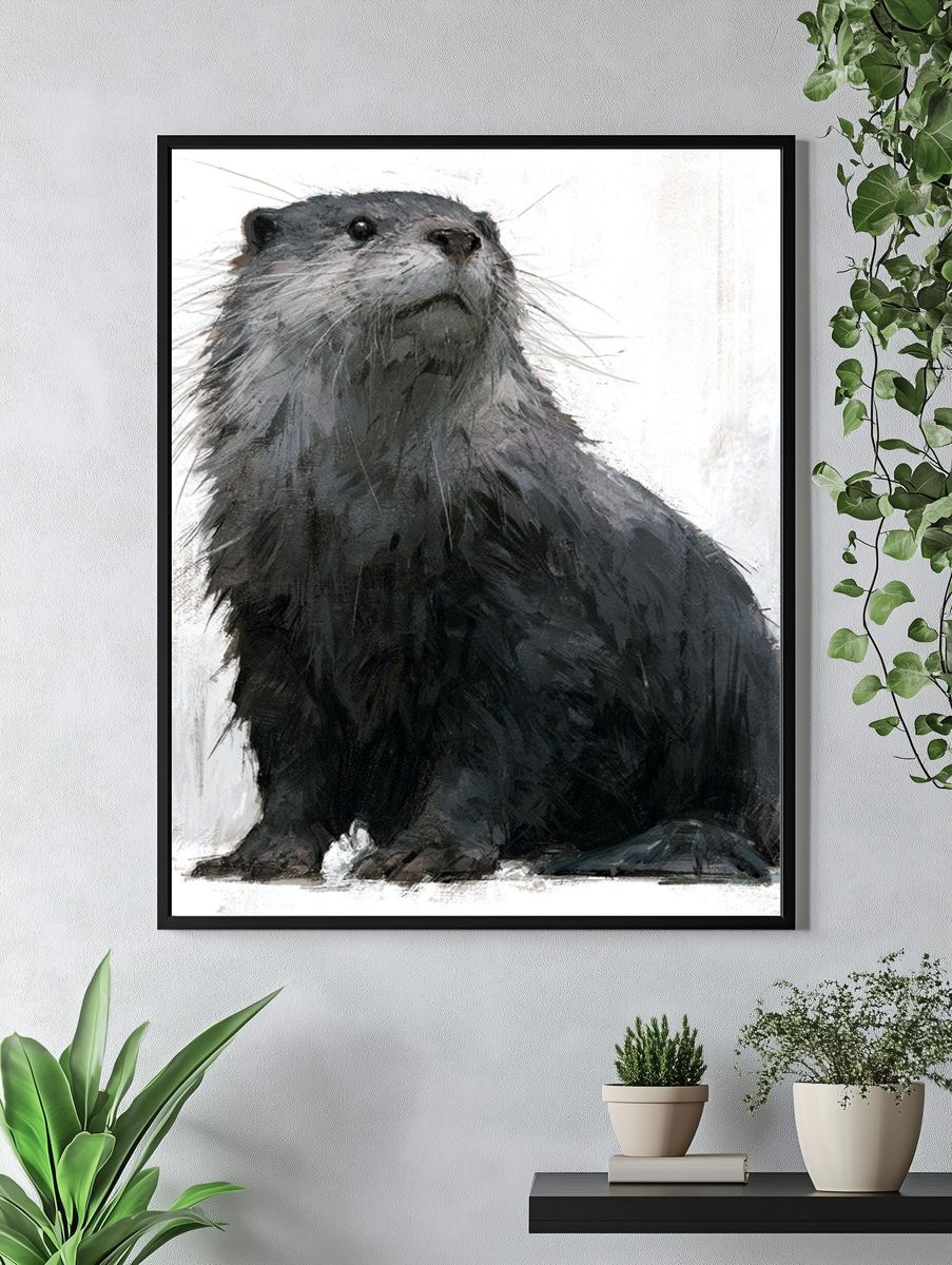 Otter Portrait Illustration Poster. — room view 4