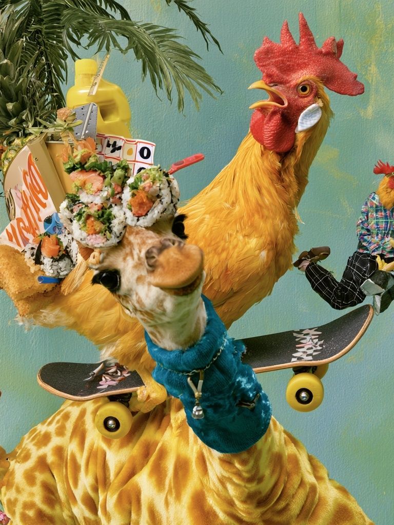 Surreal Chicken Skateboard Print. poster detail