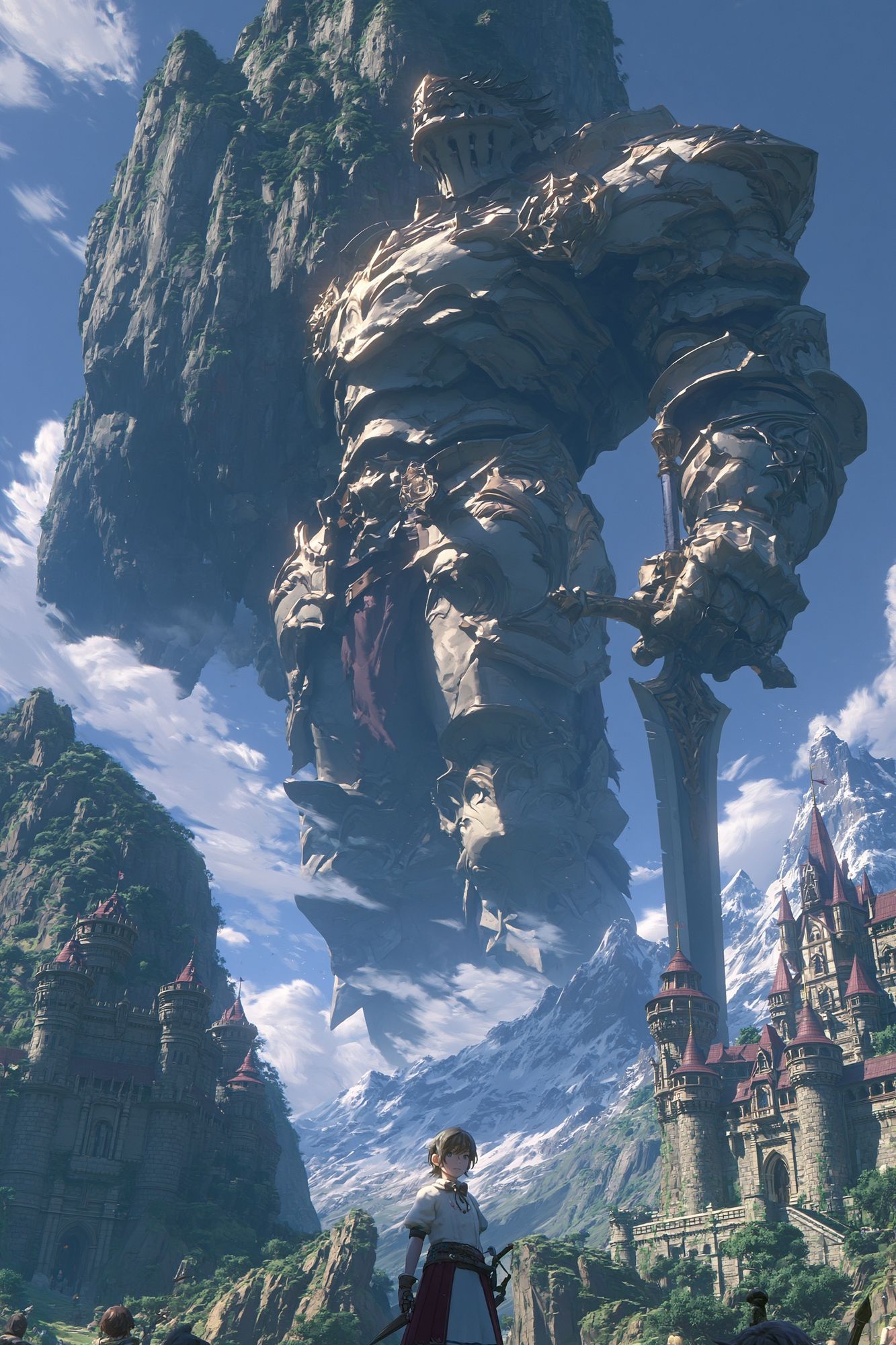 Fantasy Mountain Giant — Illustration Print. poster — anime art