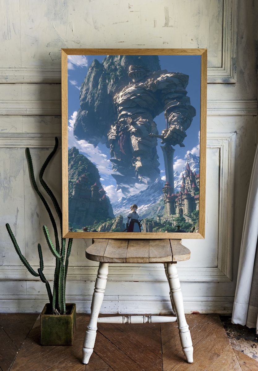 Fantasy Mountain Giant — Illustration Print. room preview