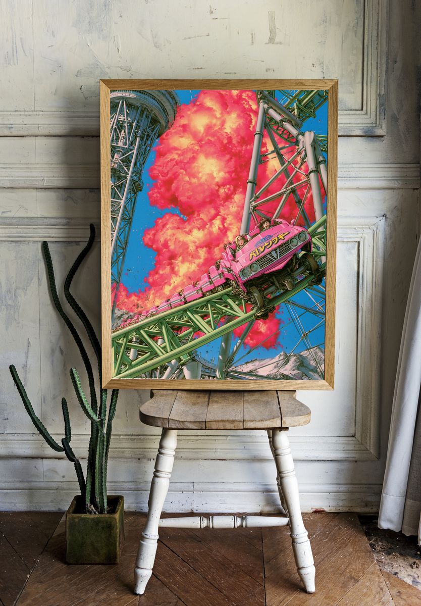 Anime Roller Coaster Explosion Poster. — room view 1