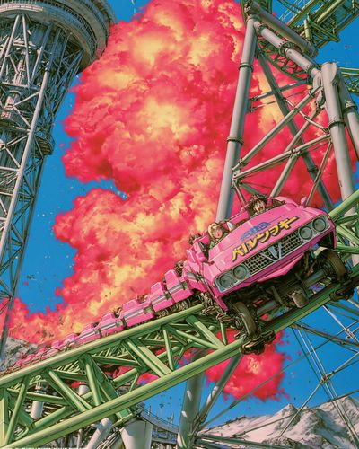 Anime Roller Coaster Explosion Poster.