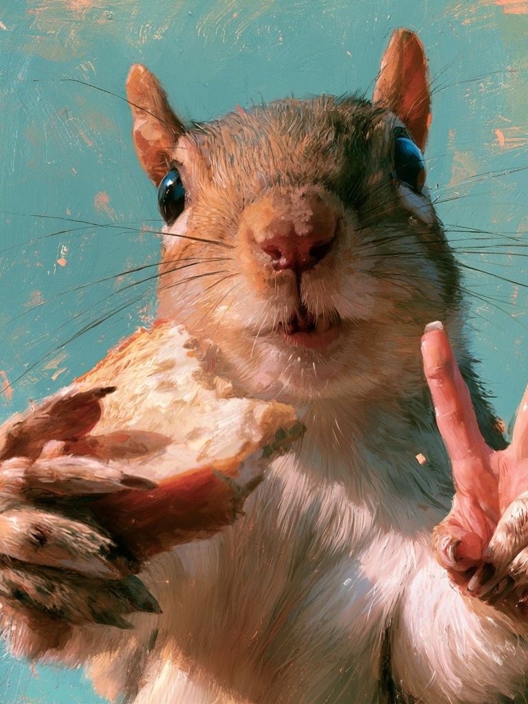 Squirrel Peace Sign Illustration Poster. poster — animals art