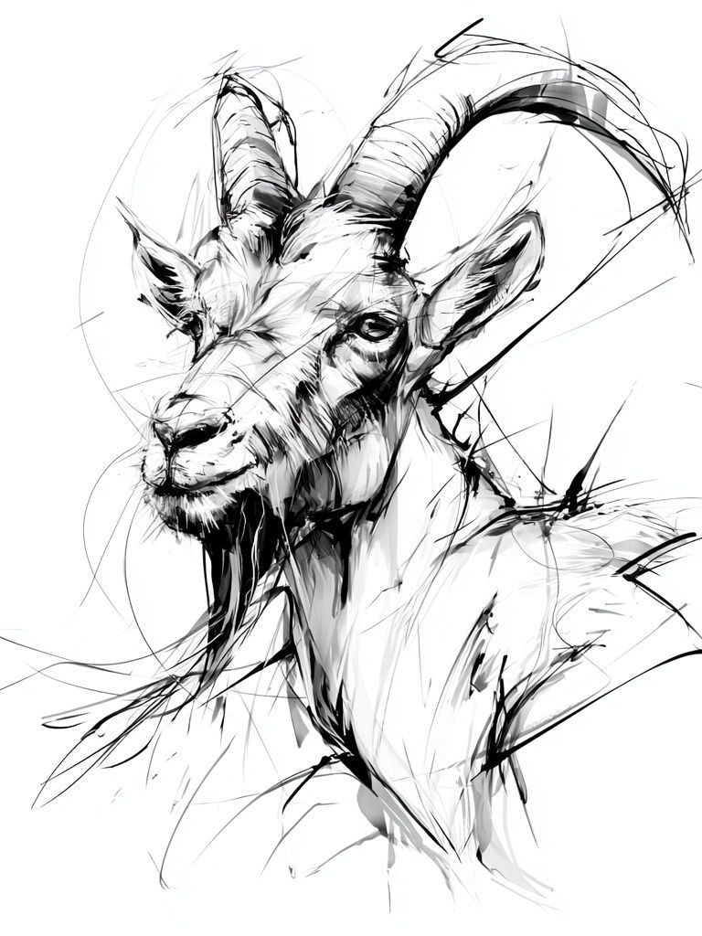 Mountain Goat Ink Sketch Poster. poster detail
