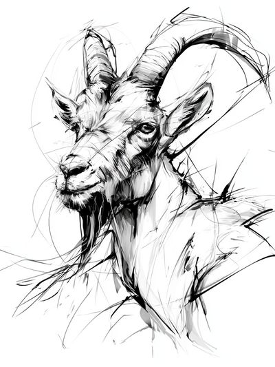 Mountain Goat Ink Sketch Poster.