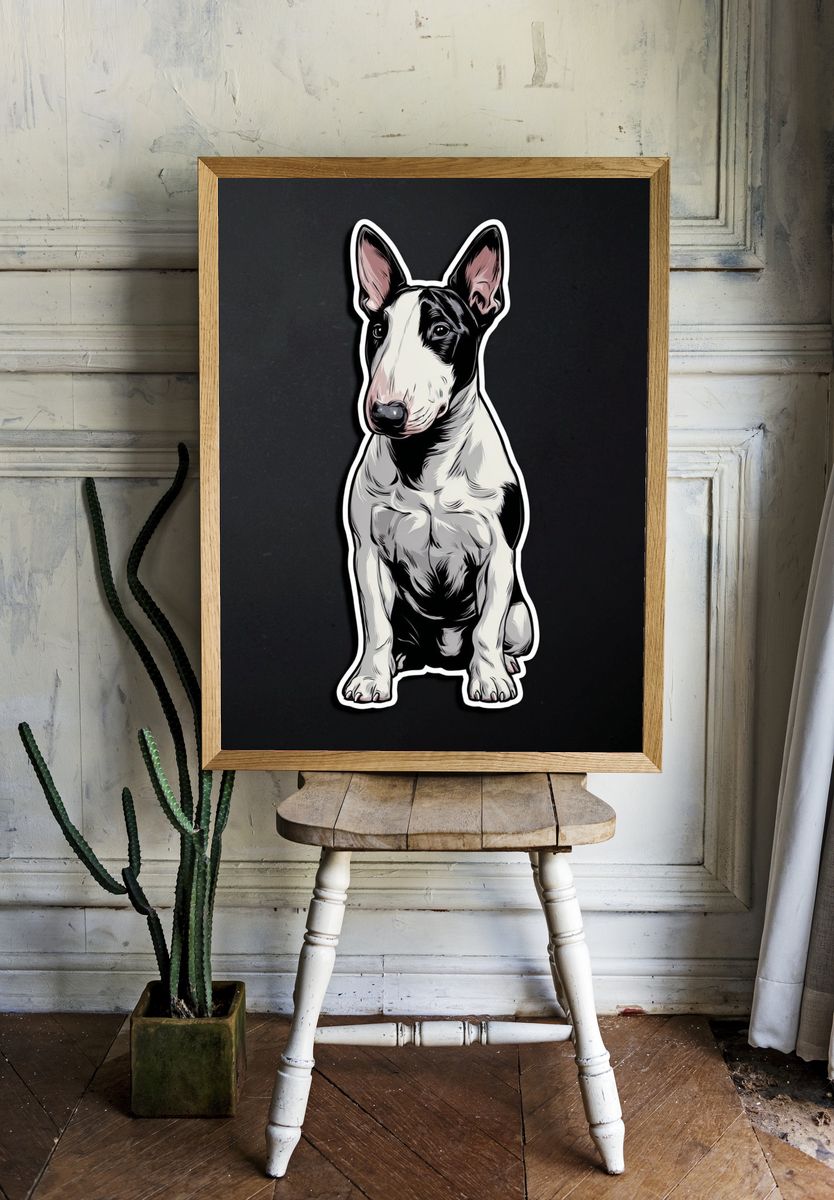 Bull Terrier Illustration Poster. — room view 1