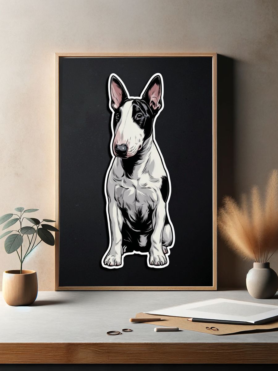 Bull Terrier Illustration Poster. — room view 2