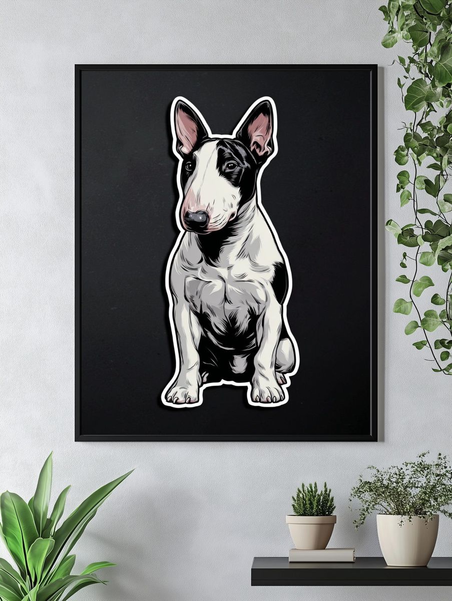 Bull Terrier Illustration Poster. — room view 4
