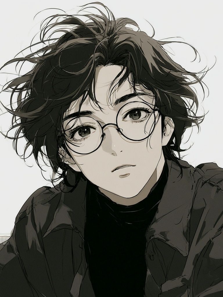 Anime Portrait with Glasses Poster. poster — anime art