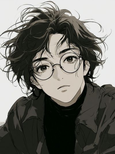 Anime Portrait with Glasses Poster.