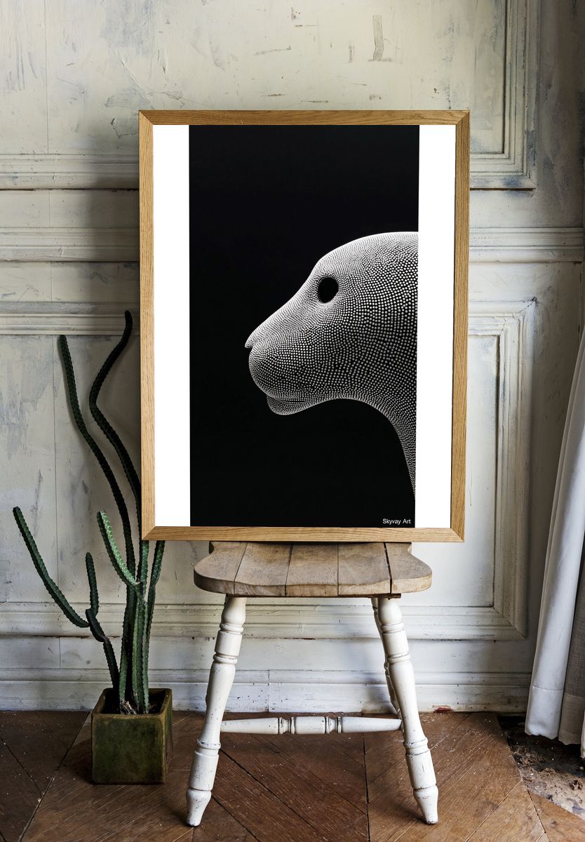 Abstract Dotted Animal Profile Poster. — room view 1