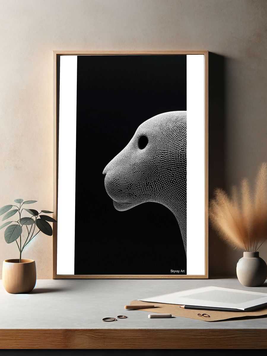 Abstract Dotted Animal Profile Poster. — room view 2