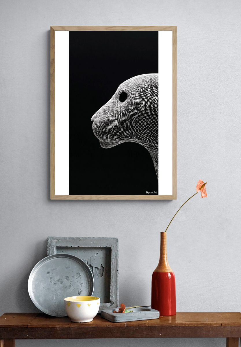 Abstract Dotted Animal Profile Poster. — room view 3