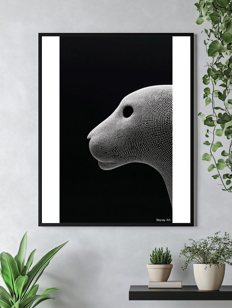 Abstract Dotted Animal Profile Poster. — room view 4
