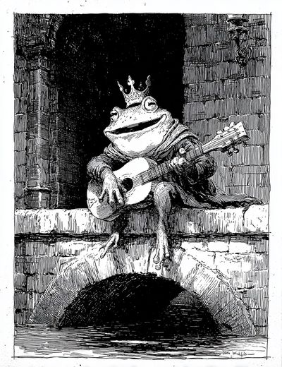 Crowned Frog Guitarist Print.