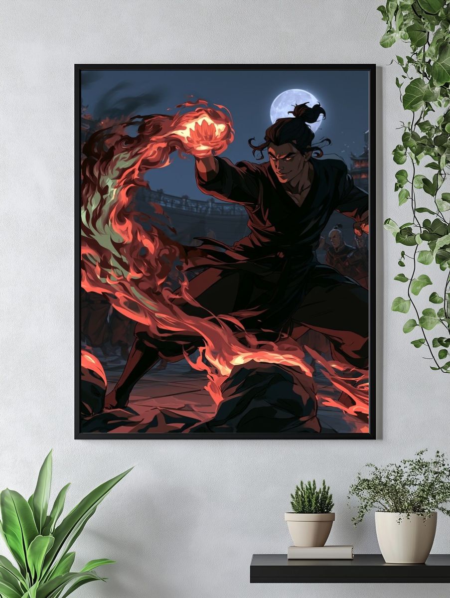 Firebender Warrior Anime Poster. — room view 4