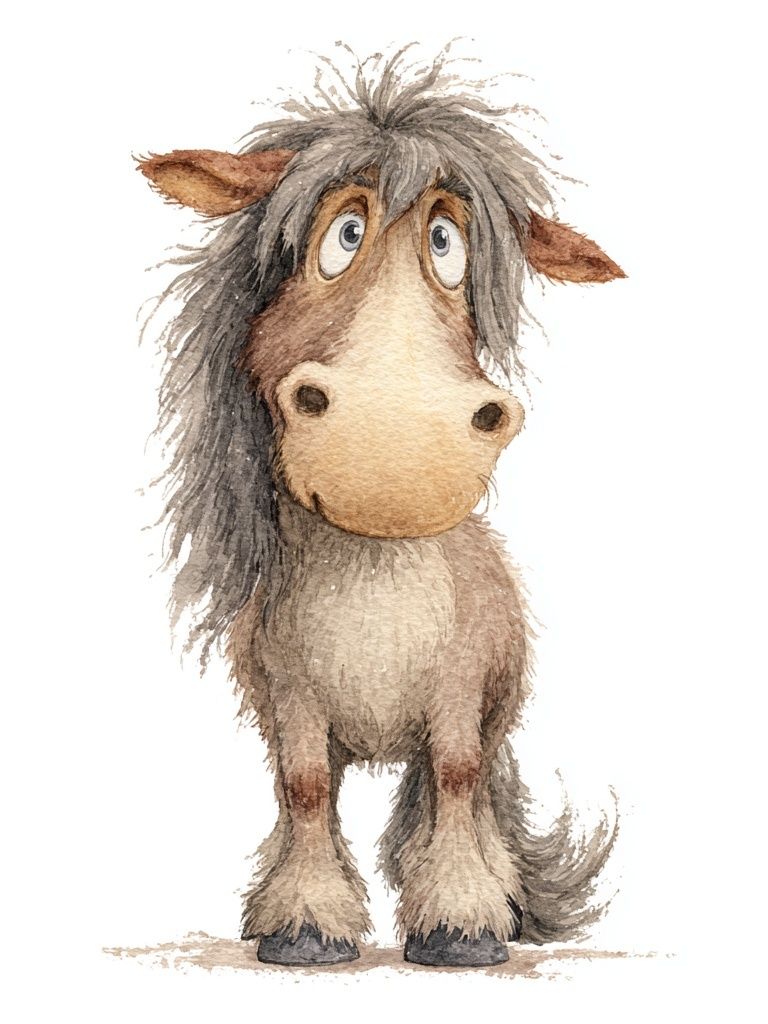 Cute Pony Watercolor Print. poster detail