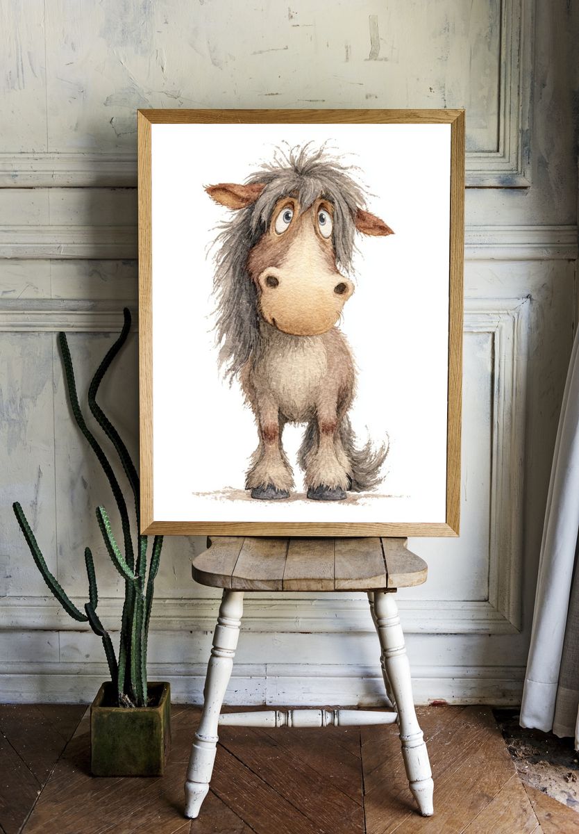 Cute Pony Watercolor Print. — room view 1