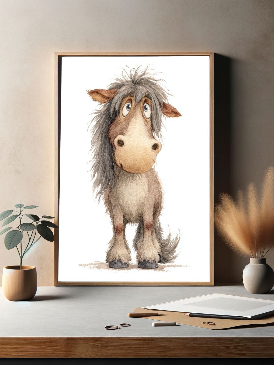 Cute Pony Watercolor Print. — room view 2