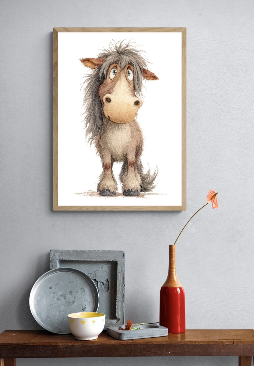 Cute Pony Watercolor Print. — room view 3