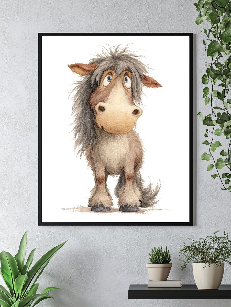 Cute Pony Watercolor Print. — room view 4