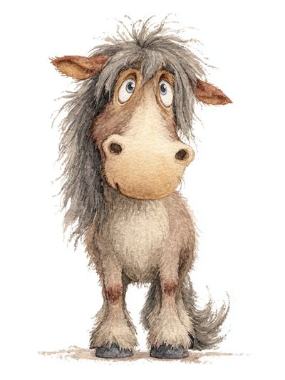 Cute Pony Watercolor Print. poster print