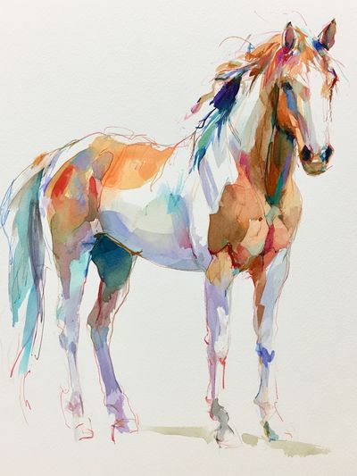 Colorful Horse Watercolor Poster. poster print