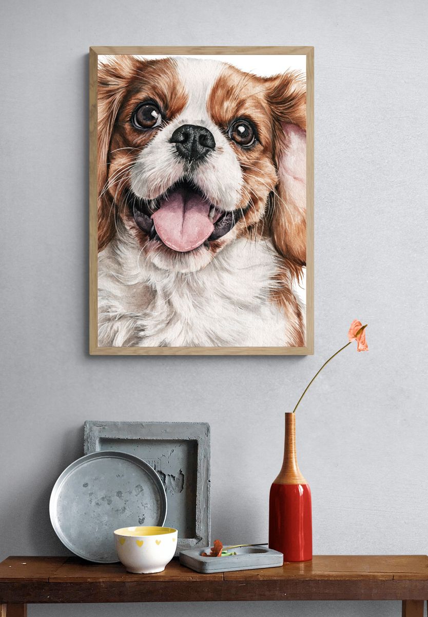 Cavalier King Charles Spaniel Watercolor Poster. — room view 3