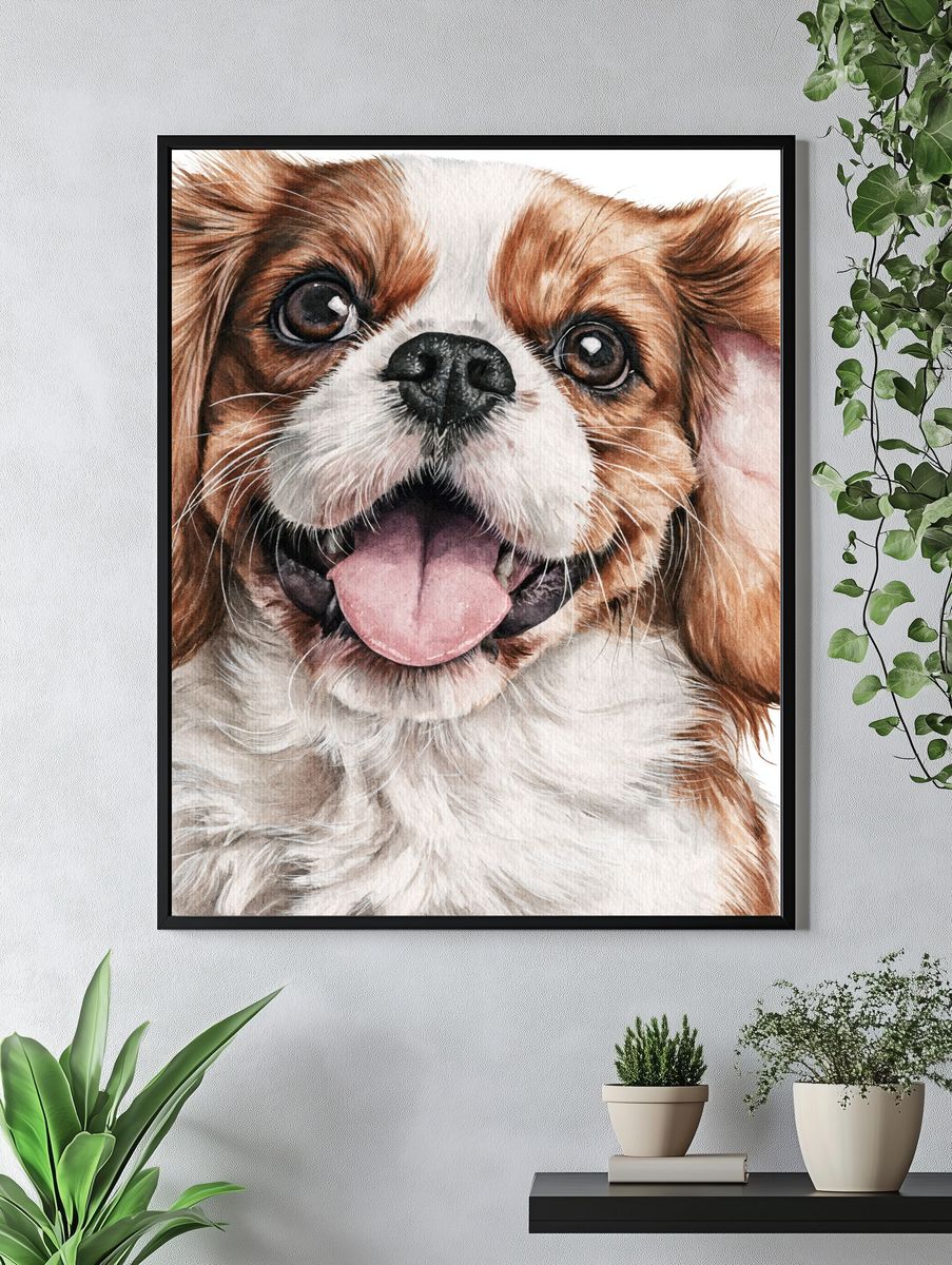 Cavalier King Charles Spaniel Watercolor Poster. — room view 4
